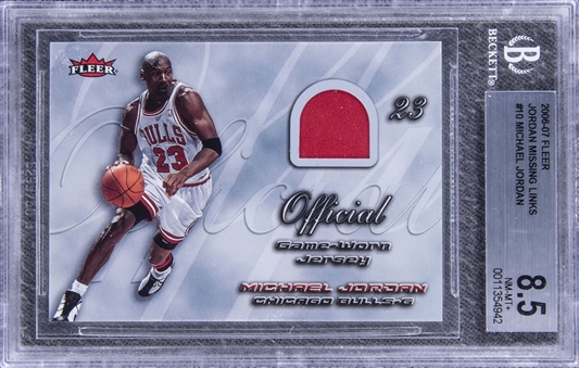 2006-07 Fleer Jordan Missing Links #ML-10 Michael Jordan Game Used Patch Card - BGS NM-MT+ 8.5